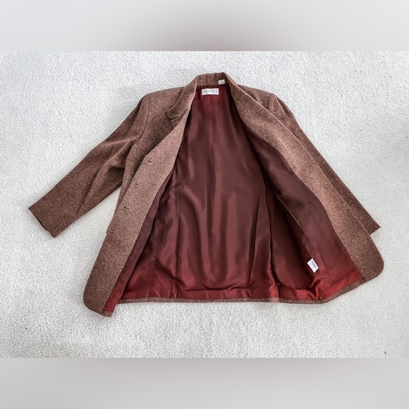 Liz Claiborne Brown Wool Tweed Jacket Blazer - Picture 3 of 7